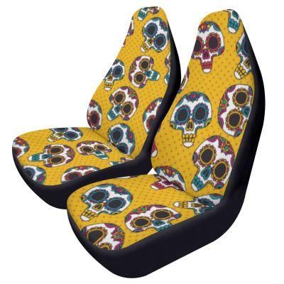 Sugar Skull Car Seat Covers Polyester Waterproof Yellow Car Accessories Covers