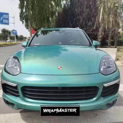 Tsautop 1.52*18m Glossy Iridescence Laser Viridis Green Car Wrap Vinyl PVC Adhesive Film