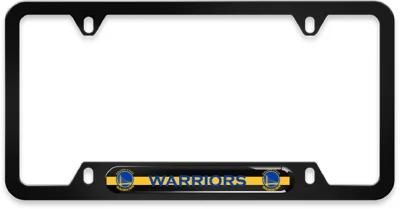 Customized NBA Warriors License Plate, Black Aluminum Alloy License Plate, Warriors Rubber Strip License Plate
