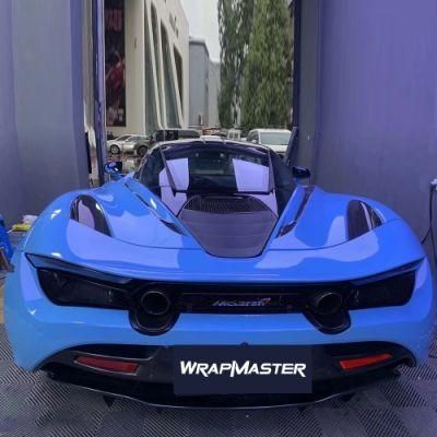 Tsautop 1.52*18m High Quality Air Bubble Free Pet Blue Super Gloss Piano Black Car Vinyl Wraps Car Film