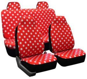 Universal Fit 6PCS Full Set Round Spot Pattern Polyester Fabric Girly Car Seat Cover