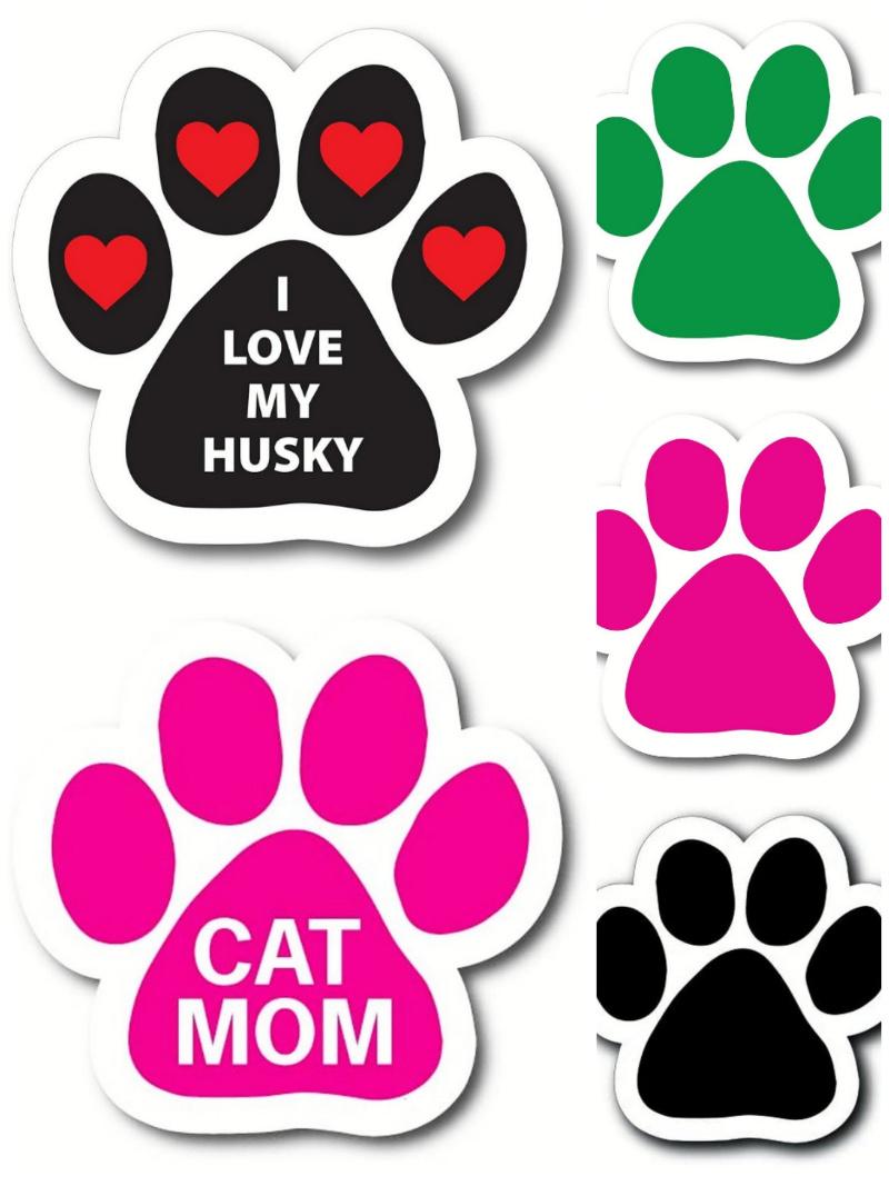 Mini Pink Paws Dog Paw Magnets Sticker for Car & Refrigerator