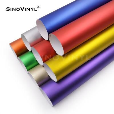 SINOVINYL Removable Glue Chrome Metallic Vinyl Matte Color Changing Car Wrapping Vinyl