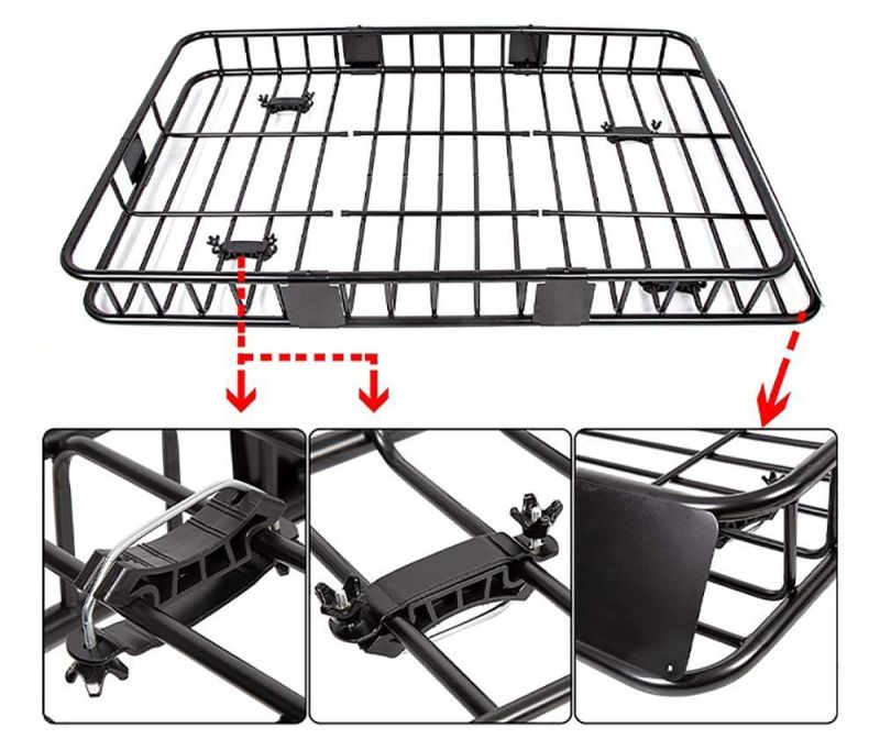 Black Car Roof Rack Cargo Basket Carrier Rack Universal Roof Rack