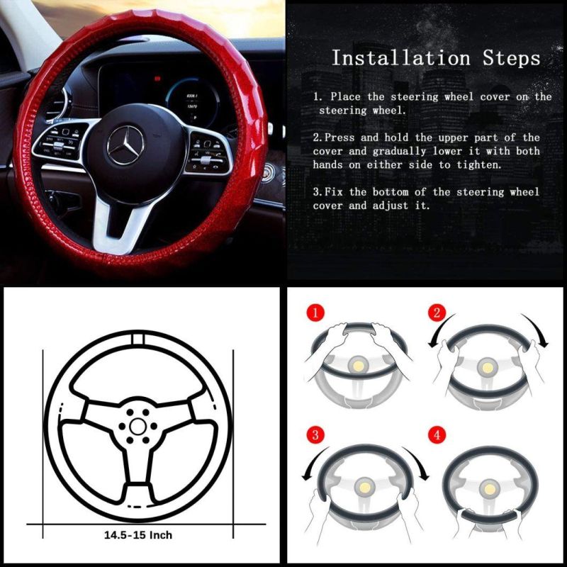 Car Shiny Steering Wheel Cover Car Men′s and Women′s Sky Cute General Motors 14.5 15-Inch Anti-Skid Wave Wheel Cover, Red