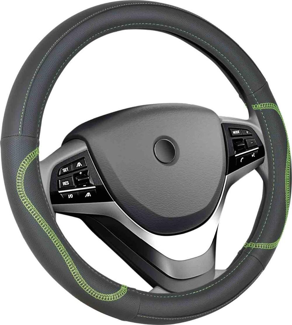 Car Steering Wheel Cover Universal 15 Inch with Grip Contours, Leather Auto for Men and Women Non-Slip Breathable Soft and Comfortable
