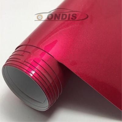 Annhao 1.52*18m Car Interior and Exterior Accessories Rose Red Glossy Pearl Candy Car Vinyl Wrap