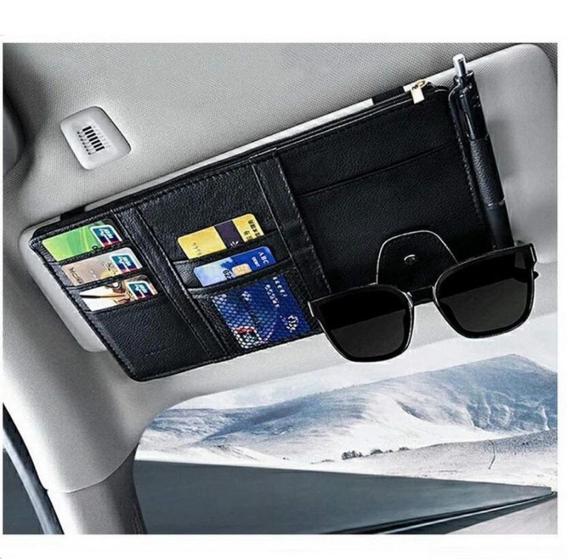 High Quality PVC Leather Auto Accessories Truck SUV Storage Pouch Holder for Car Sun Visor Organizer