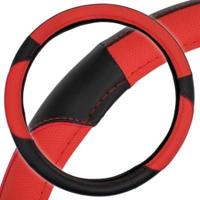 Car Vehicle PVC Leather Steering Wheel Wrap Cover Red