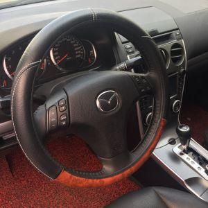 Leather Steering Wheel Cover White Inner Rings