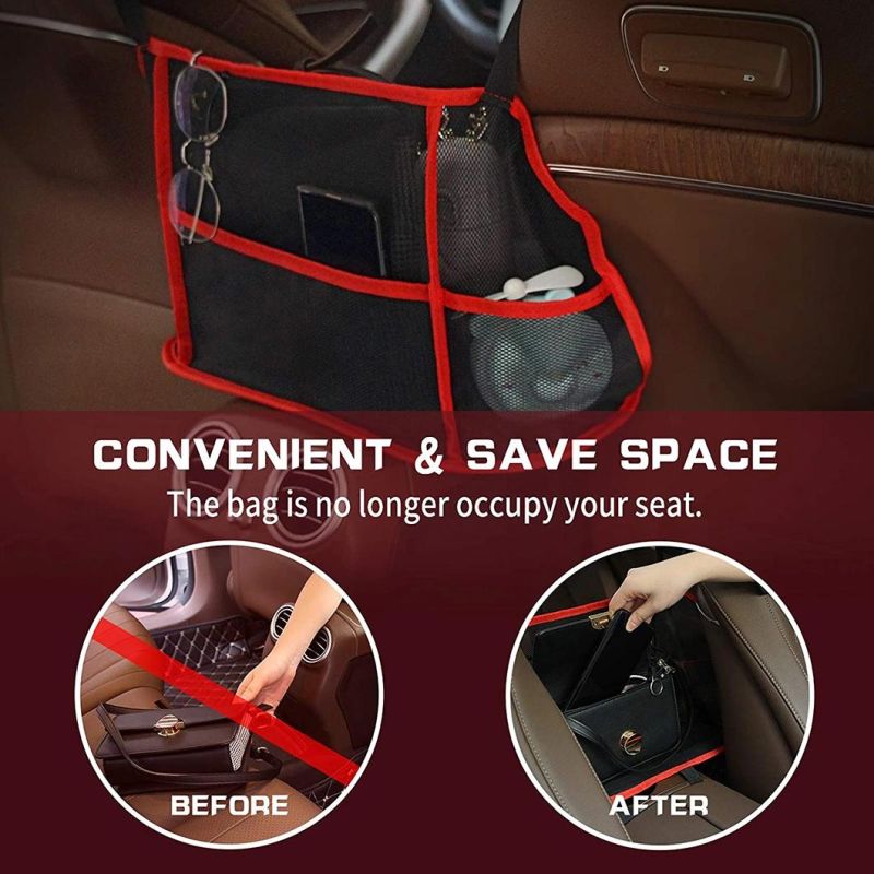 Large Capacity Storage Net Bag for Purse Organizer Mesh Between Front Seats Car Net Pocket Handbag Holder, Car Seat Back Organizer