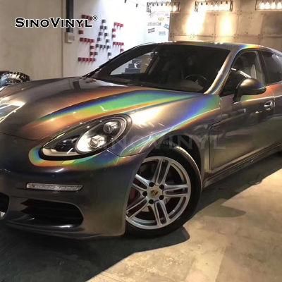 SINOVINYL High Quality Iridescence Laser Black Film Sticker Waterproof Gloss Glitter Car Wrap Film