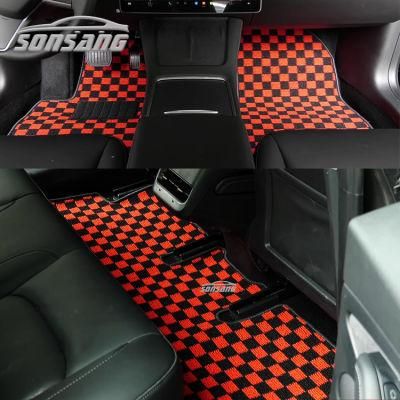 All Weather Premium Quality Checker Carpet Vehicle Floor Mats Heel Pad for Additional Protection