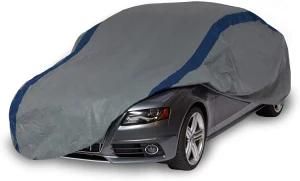 Weather Defender Car Cover for Sedans up to 16&prime; 8&quot;, Gray/Navy Blue, 200 Inch Length X 60 Inch Width X 51 Inch Height