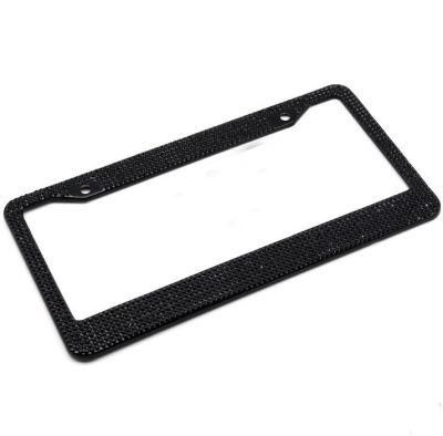 Crystal Diamond Bling Black Car License Plate Holder