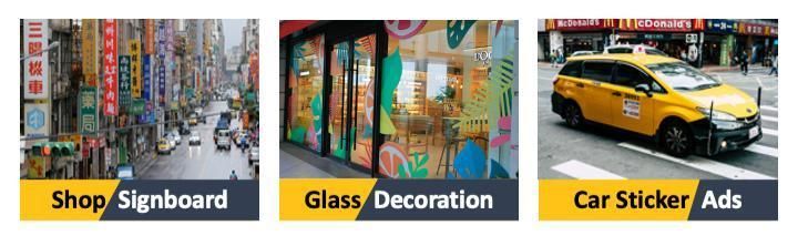 Eachsign Transparent Self Adhesive Vinyl for Window Advertising / Factory Direct Sale
