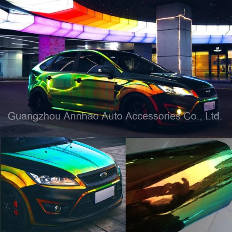 1.52*18m Size Holographic Car Wrapping Sticker Rainbow Mirror Chrome Vinyl
