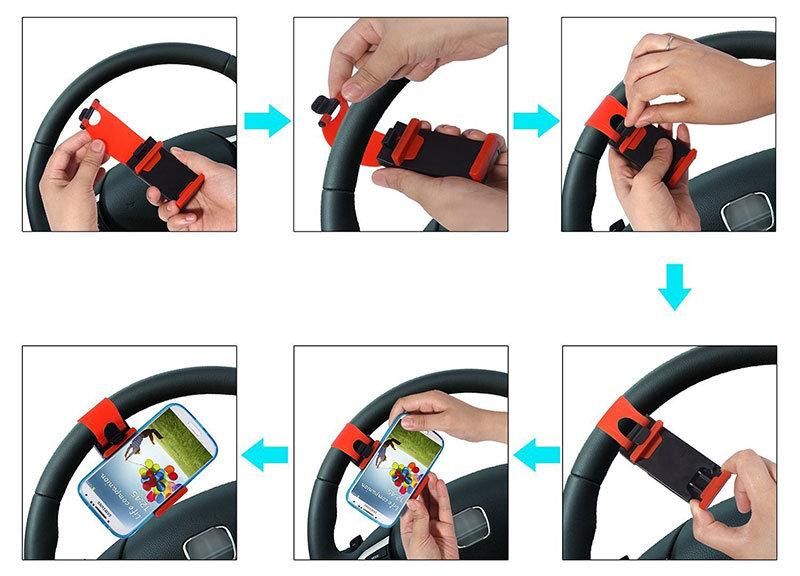 Car Steering Wheel Phone Holder for iPhone and Samsung Hands-Free