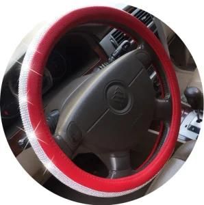 Red Leather and Red Rhinestone Auto Steering Wheel Covers