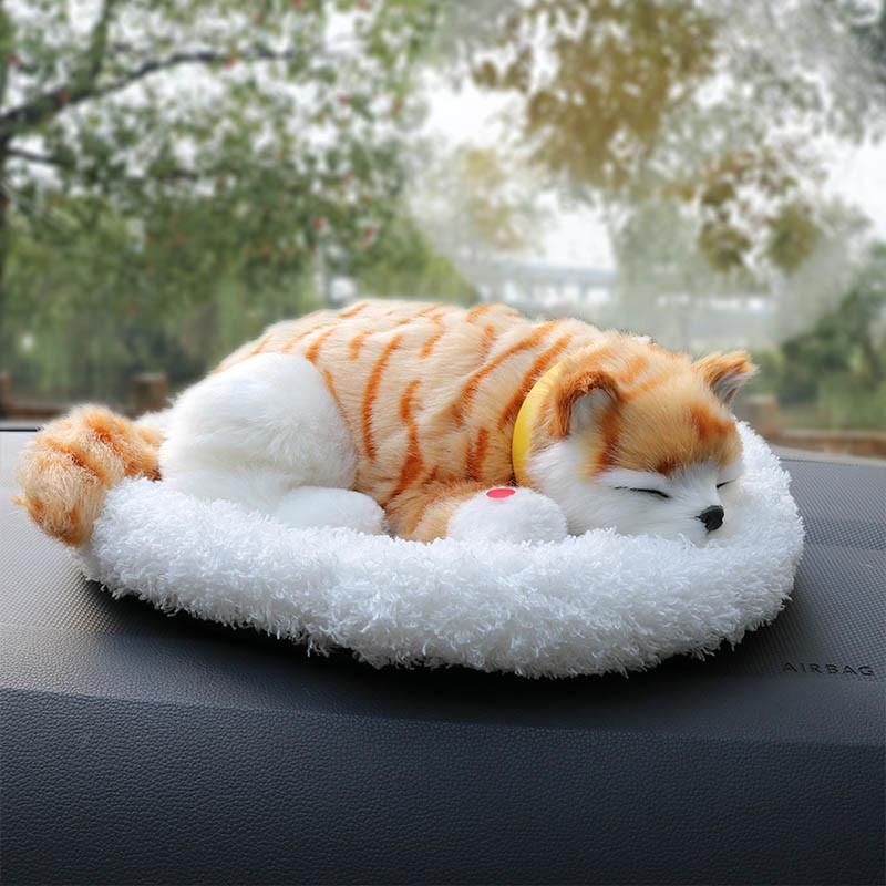 Car Decor Wedding Plush Sleeping Cat with Bamboo Charcoal for Formaldehyde Removal Car Decoration Accessories