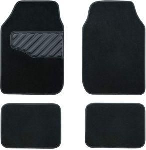 Black Black Carpet Floor Mat with Driver Heel Pad