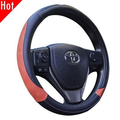 Wholesale Auto Car 38cm Genuine Real Leather Black Steering Wheel Cover 80486wo