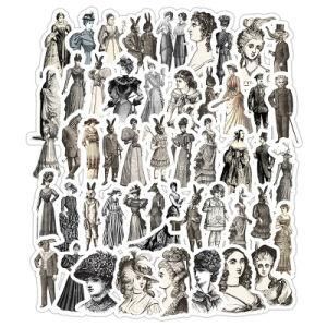 50 PCS Vintage Lady Stickers for Scrapbooking Journal Diary Planner Stationery Card Craft Decoration