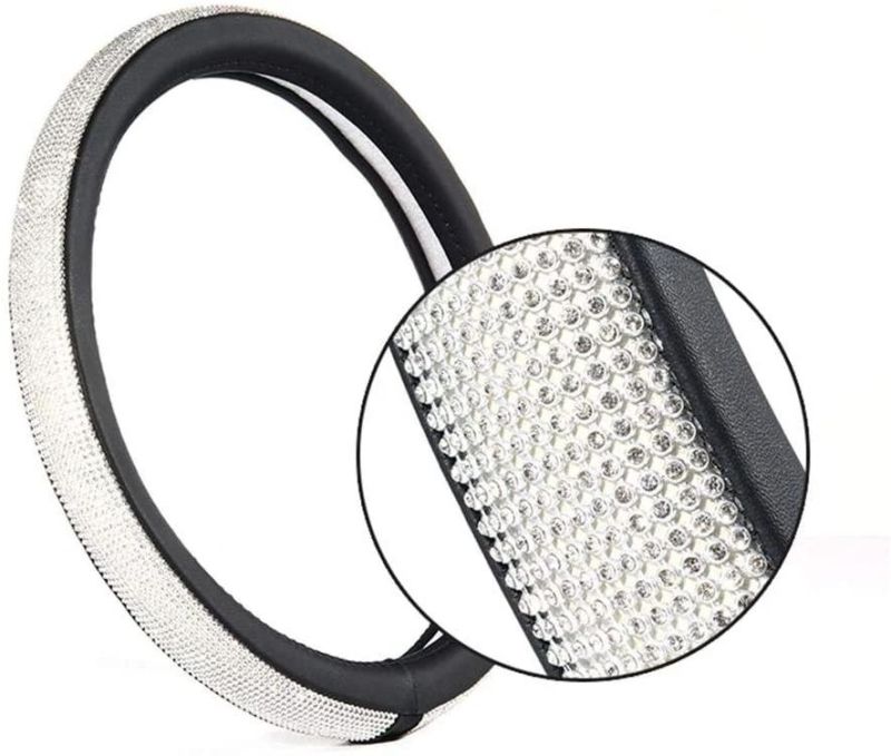 New Diamond Leather Steering Wheel Cover with Bling Bling Crystal Rhinestones