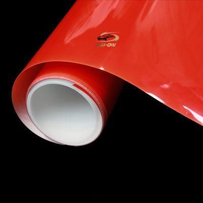 1.52X18m Roll Glossy Red Car Wrap Self Adhesive Vinyl Film