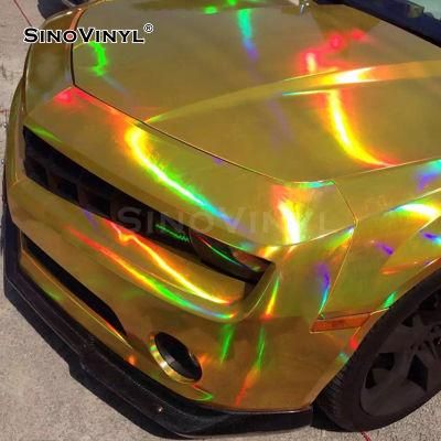 SINOVINYL Hologram Laser Chrome Silver Excellent Quality Foil Air Bubble Free Vinyl Car Wrap Film