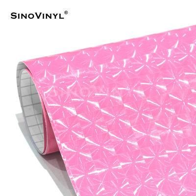SINOVINYL 1.52x28M Factory Supplier Price 3D Lens Glossy Pink Car Wrapping Vinyl Rolls