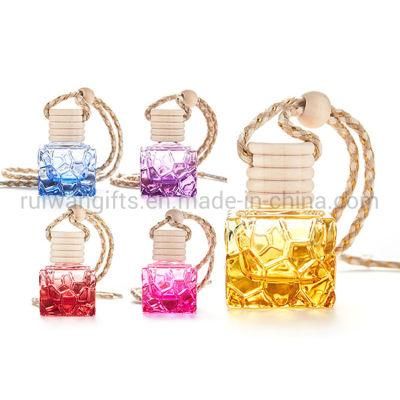New Square 10ml Aroma Perfume Car Diffuser Bottle with Wood Cap for Hanging