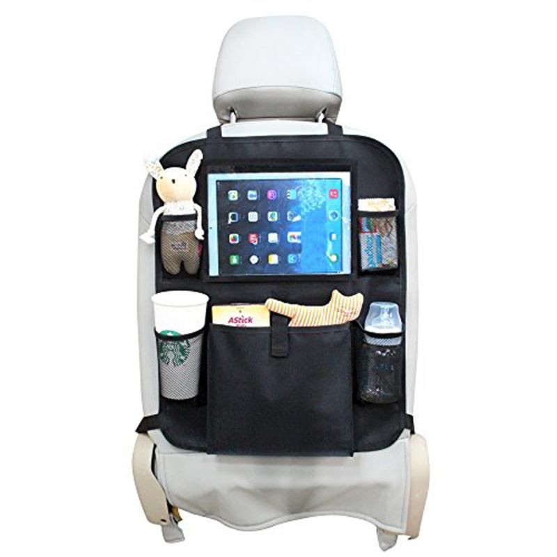 Car Back Seat Organizer with Large Top-Pocket, Tablet Holder with Extra Pockets for Drinks Snacks Books Kids Toy Storage, Car Back Seat Organizer Black Wbb12883