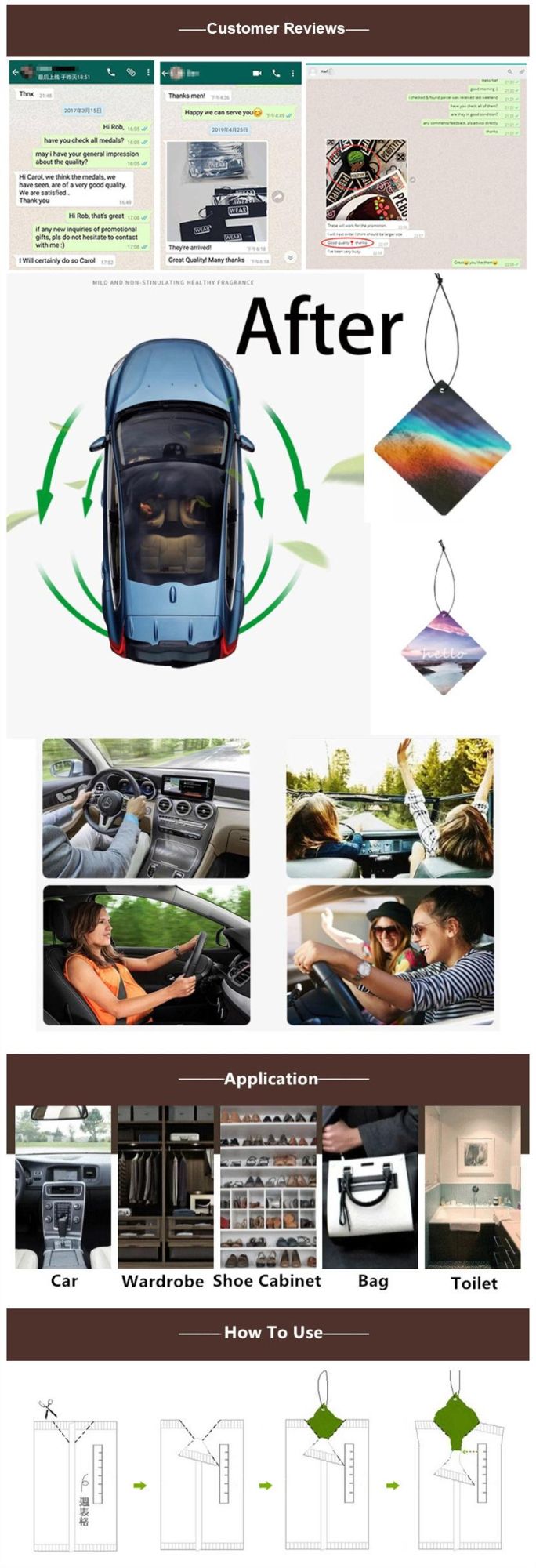 Customized Fragrances Paper Air Freshener Car Perfume Hanging Air Freshener