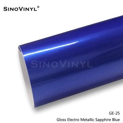 SINOVINYL Removable Glue 1.52X18M/5X59FT Gloss Electro Metallic Car Wrap Vinyl Auto Stickers