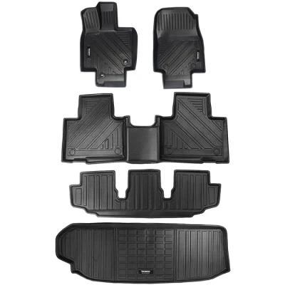 Custom Floor Mats 3 Rows and Cargo Liners Behind 3rd Row Full Set Compatible for Toyota Highlander All-Weather Protection