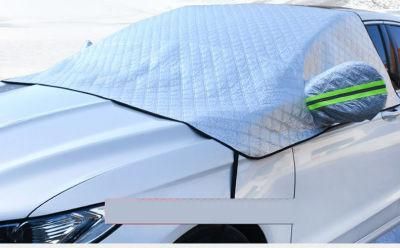 Wholesale Outdoor Windproof Waterproof Magnetic Half Car Cover Sunshade Protector Car Windshield Snow Ice Cover with Rear Mirror Cover