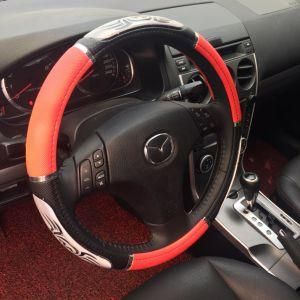 Leather Steering Wheel Cover White Inner Rings