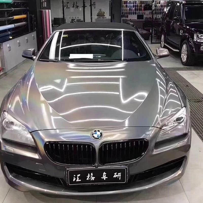 Tsautop 1.52X18m Glossy Iridescent Silver Laser Vehicle Vinyl Wrap Car Wrap Car Cover