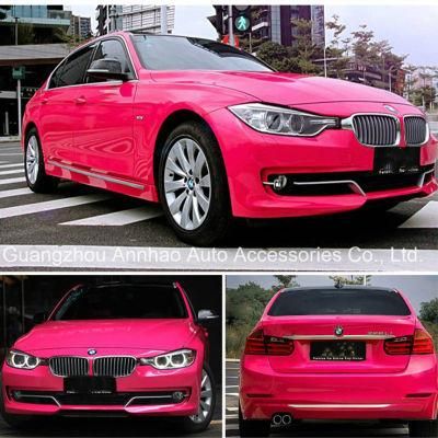 PVC Self Adhesive Glossy Car Vinyl Film Rose Red Sticker Roll with Bubble Free