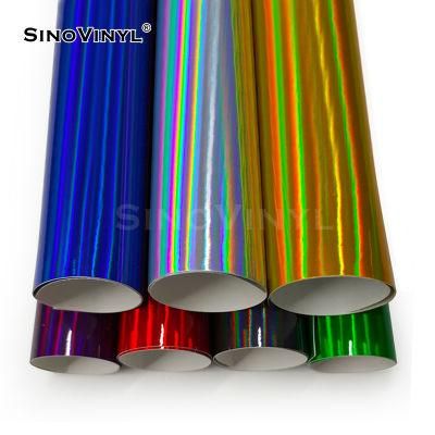 SINOVINYL Chrome Laser Gold Air Bubble Free Channel Reflective Metalliv Body Film Car Wrap Vinyl