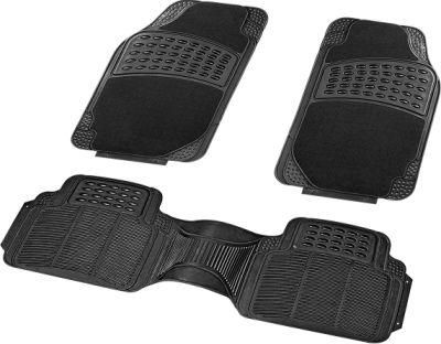 Basics 3-Piece Flexible Rubber Car Floor Mat, Beige